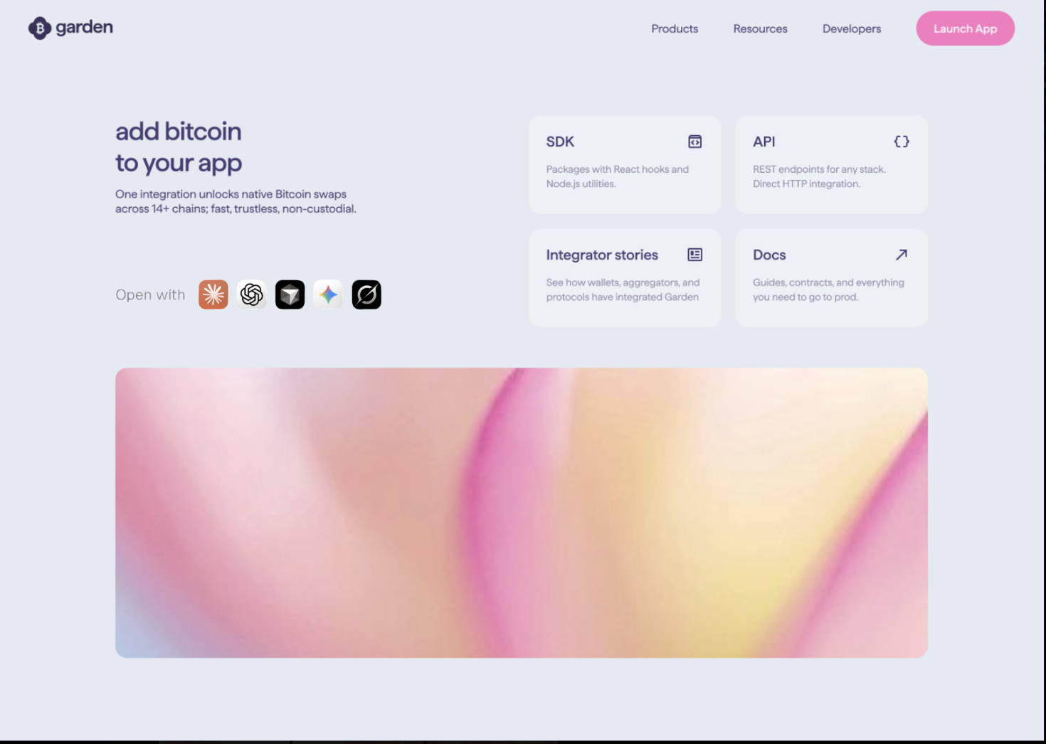 The developer page, openable straight into an assistant.